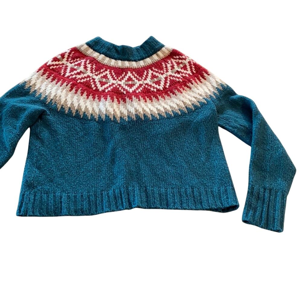 American Eagle fair isle mock neck plush sweater bohemian cozy retro soft sz S